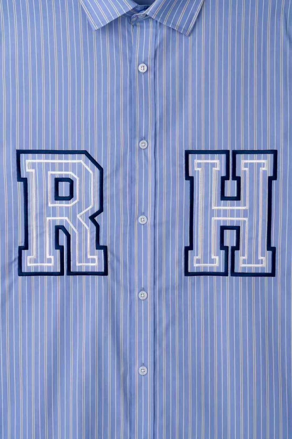 撞色刺繡條紋襯衫