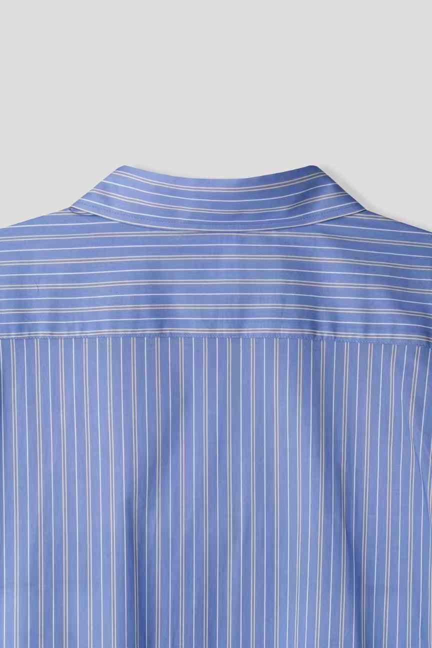 撞色刺繡條紋襯衫