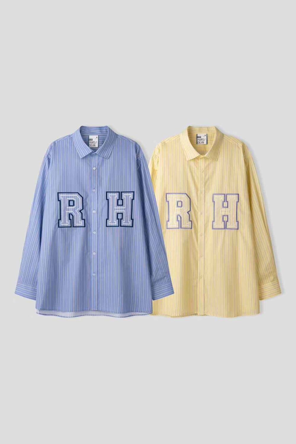 撞色刺繡條紋襯衫