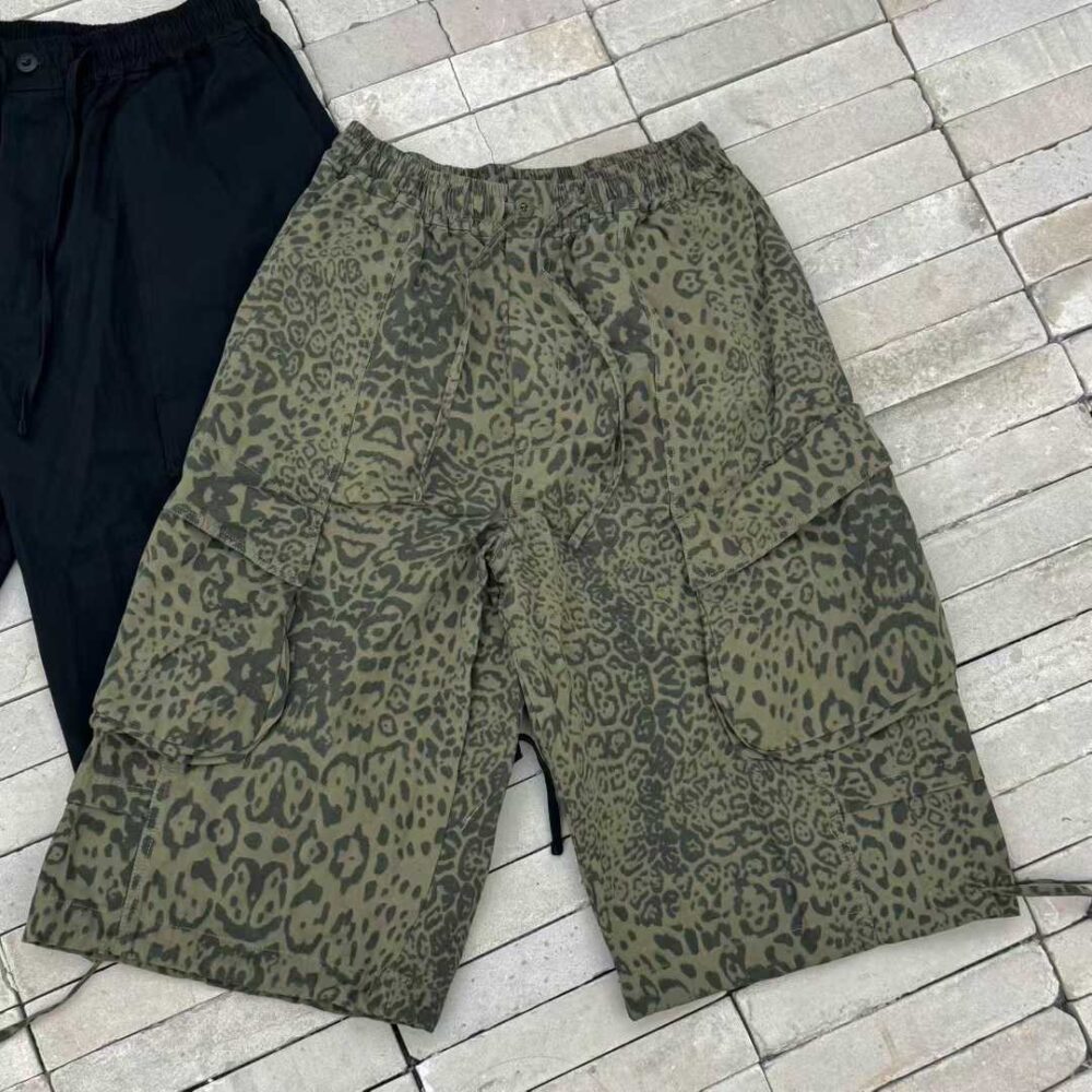 豹紋工裝7分褲