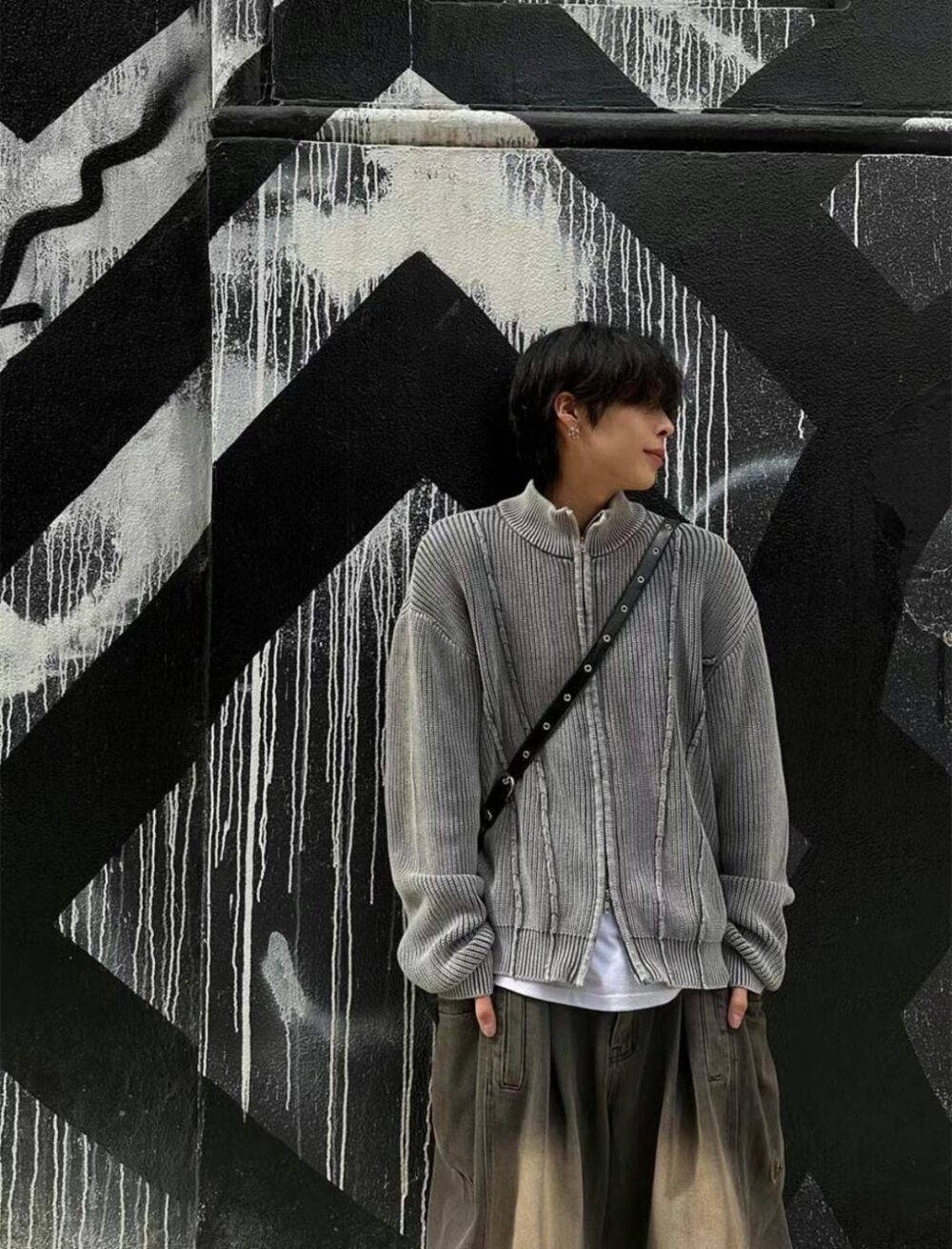 立體條紋針織外套