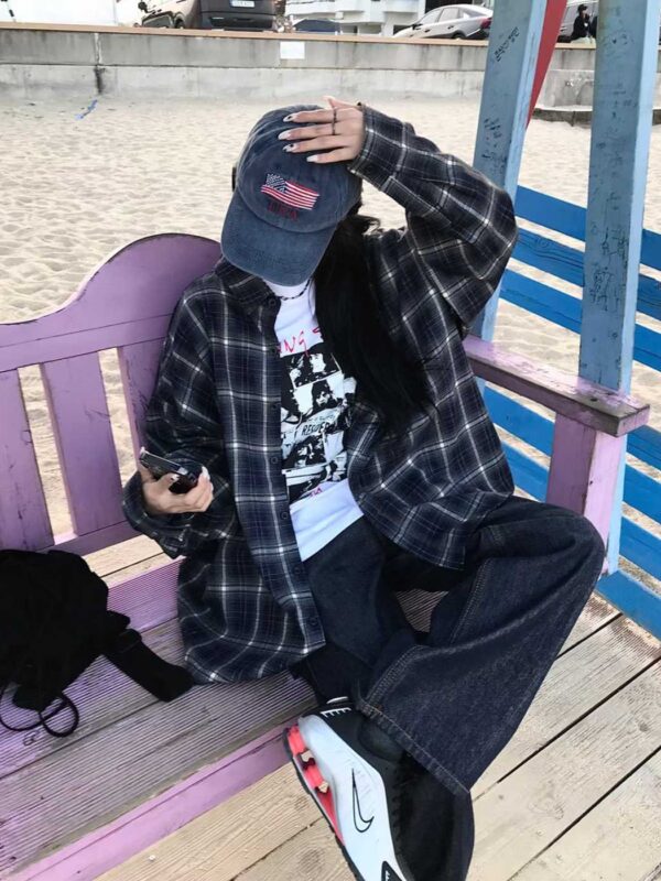 大格紋薄款襯衫