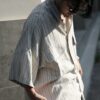 日系棉麻條紋襯衫
