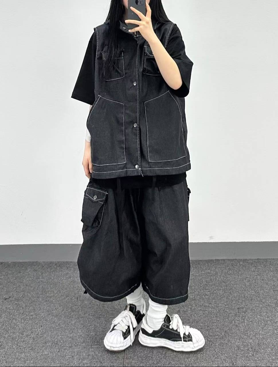 原色連帽背心