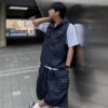 日系車線工裝7分褲