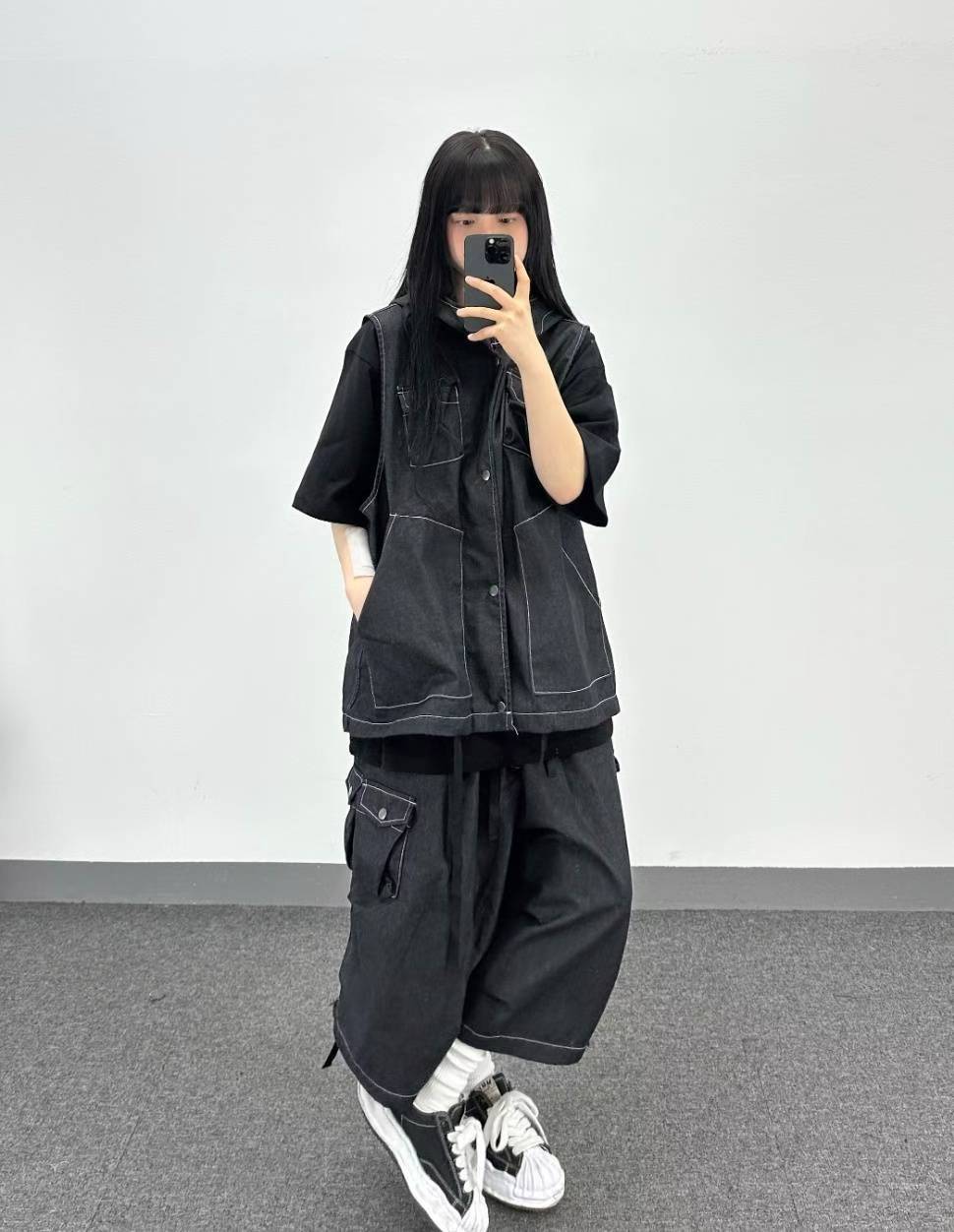 日系車線工裝7分褲