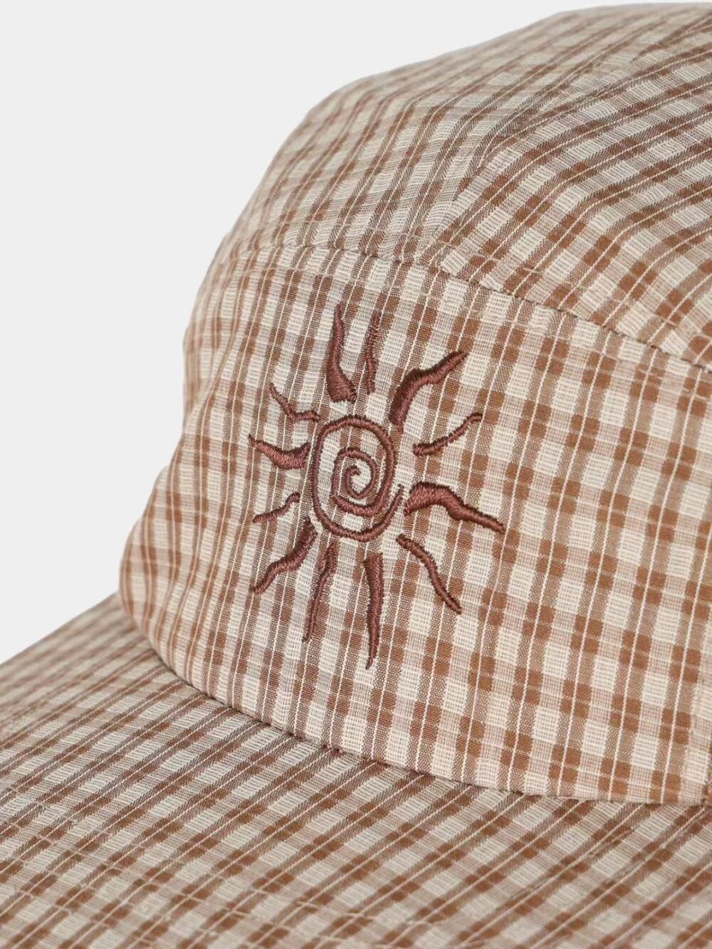 刺繡太陽格紋五分割帽